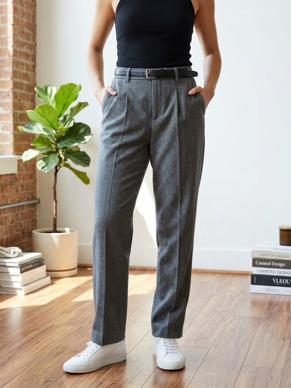 Uniqlo Gray Pleated Dress Pants